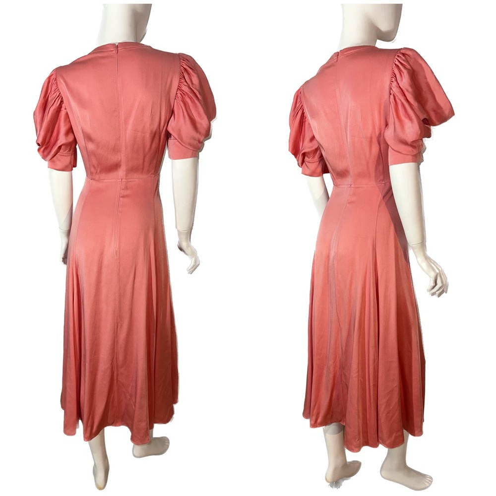 IN VOGUE! Puff-Sleeve MICHAEL KORS COLLECTION * $2290 Runway PINK Satin Dress 8 - Picture 12 of 13